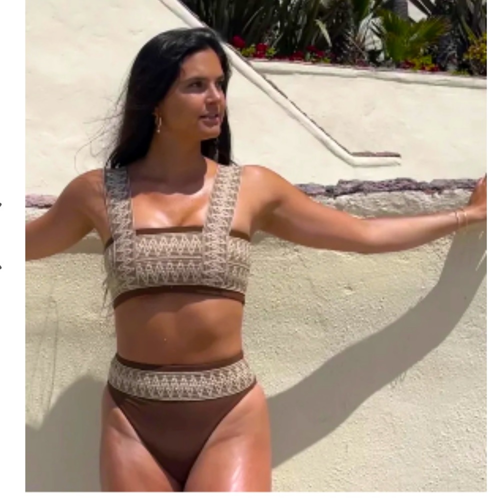 NWT Elysiian Zig-Zag brown bikini set - size small